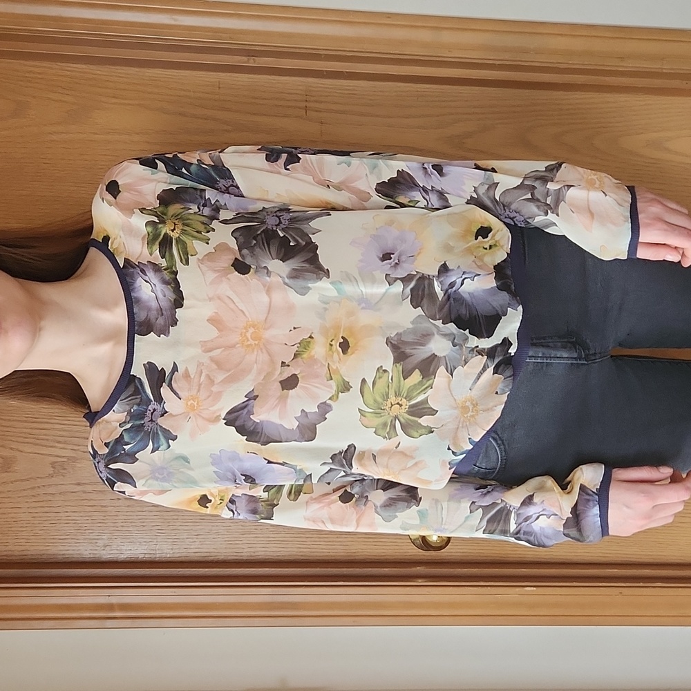 7 For All Mankind Small Sheer Floral Blouse